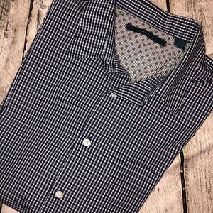 Perry Ellis Dress Shirt | Black & Blue Checkered| Men’s XL